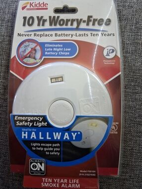 Always On Emergency Safety Light Smoke Alarm - White and Blue